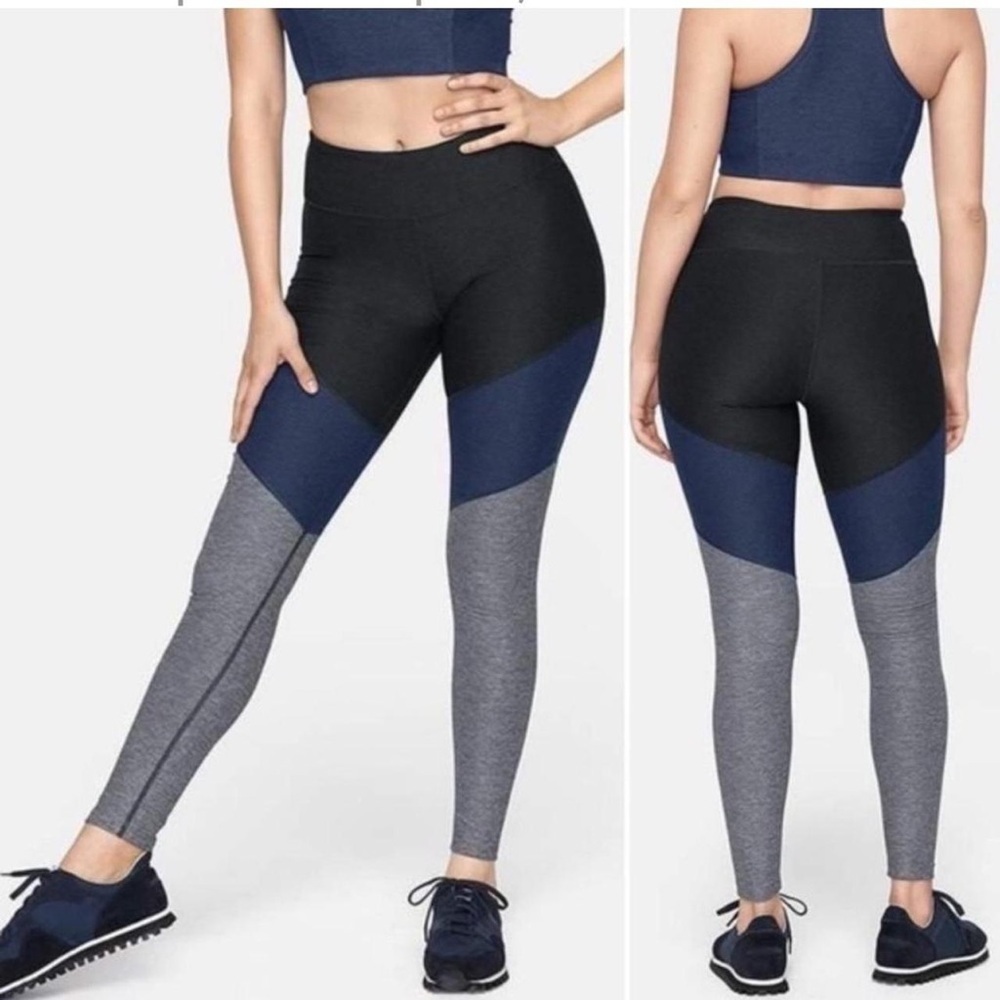 Outdoor Voices Black Blue Gray Springs Colorblock 7/8 Leggings - Women’s Small